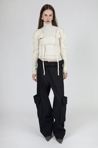 Ribbed Knit Tube Top and Bolero Set, Cream Sweater MODU Atelier 