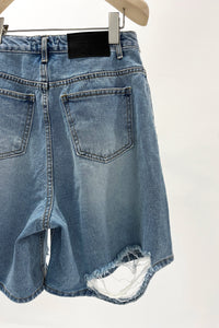 Ripped Long Denim Shorts Pants MODU Atelier 