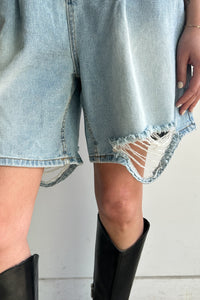 Ripped Long Denim Shorts Pants MODU Atelier 