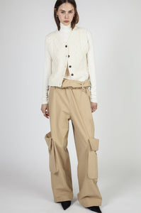 Rolled Waist Cargo Pants, Beige Pants MODU Atelier 
