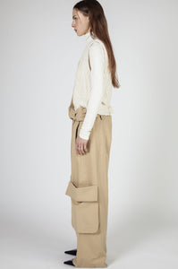 Rolled Waist Cargo Pants, Beige Pants MODU Atelier 