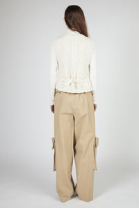 Rolled Waist Cargo Pants, Beige Pants MODU Atelier 