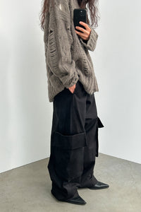 Rolled Waist Cargo Pants, Black Pants MODU Atelier 