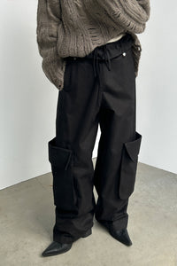 Rolled Waist Cargo Pants, Black Pants MODU Atelier 