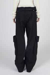 Rolled Waist Cargo Pants, Black Pants MODU Atelier 