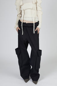 Rolled Waist Cargo Pants, Black Pants MODU Atelier 
