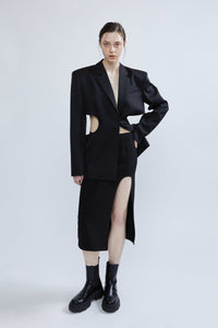 Round Slit Detail Pencil Skirt Midi Skirt MODU Atelier 