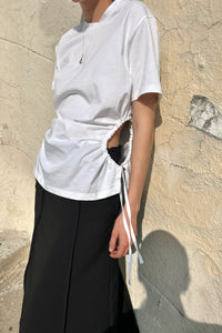 Scalloped Cut-Out T-Shirt, White Shirts & Tops MODU Atelier 