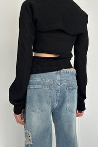 Sheer Knit Bolero Set, Black Knit Tops MODU Atelier 