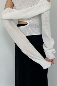 Sheer Knit Bolero Set, White Knit Tops MODU Atelier 