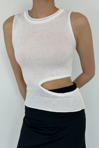 Sheer Knit Bolero Set, White Knit Tops MODU Atelier 