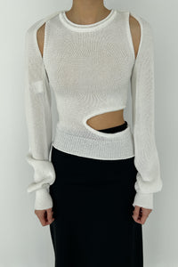 Sheer Knit Bolero Set, White Knit Tops MODU Atelier 