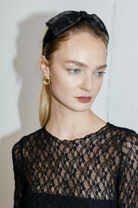 Sheer Polka Dot Bow Headband, Black MODU Atelier 
