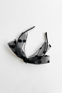 Sheer Polka Dot Bow Headband, Black MODU Atelier 