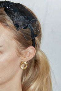 Sheer Polka Dot Bow Headband, Black MODU Atelier 