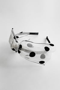 Sheer Polka Dot Bow Headband, White MODU Atelier 