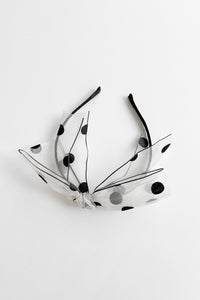 Sheer Polka Dot Bow Headband, White MODU Atelier 