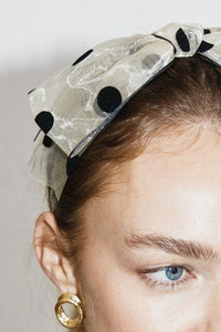 Sheer Polka Dot Bow Headband, White MODU Atelier 