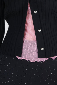 Sheer Textured Mock Neck Top, Pink Knit Tops MODU Atelier 