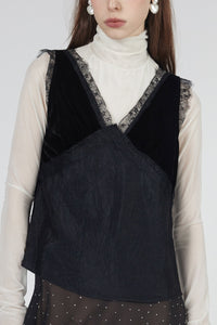 Silk Lace Cami Top, Black Tank MODU Atelier 