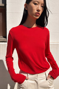 Simple Long Sleeve T-Shirt, Red Shirts & Tops MODU Atelier 