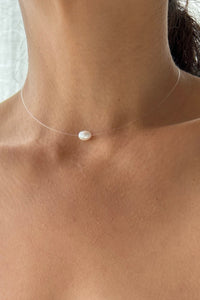 Single Pearl Floating Necklace Sterling Silver Necklace MODU Atelier 