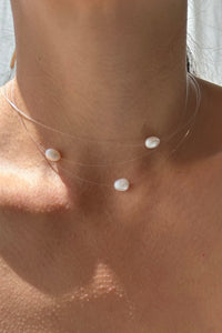 Single Pearl Floating Necklace Sterling Silver Necklace MODU Atelier 