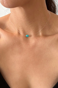 Single Turquoise Floating Necklace Sterling Silver Necklace MODU Atelier 