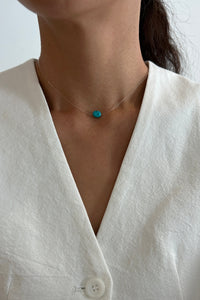 Single Turquoise Floating Necklace Sterling Silver Necklace MODU Atelier 