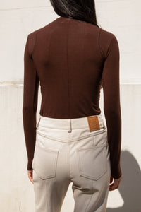 Soft Contour Long Sleeve Top, Brown Shirts & Tops MODU Atelier 