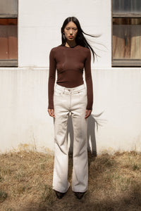 Soft Contour Long Sleeve Top, Brown Shirts & Tops MODU Atelier 