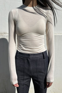 Soft Contour Long Sleeve Top, Cream Shirts & Tops MODU Atelier 