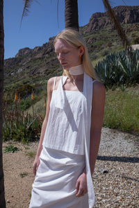 Structured Strappy Tank and Scarf Set, White Shirts & Tops MODU Atelier 