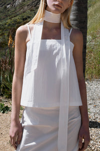 Structured Strappy Tank and Scarf Set, White Shirts & Tops MODU Atelier 