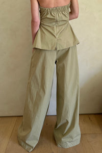 Structured Wide Leg Pants, Olive Pants MODU Atelier 