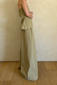 Structured Wide Leg Pants, Olive Pants MODU Atelier 
