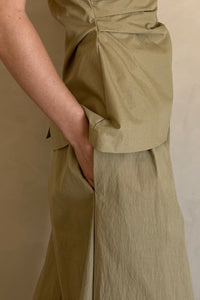 Structured Wide Leg Pants, Olive Pants MODU Atelier 