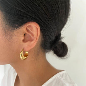 Thick Dome Hoop Earrings Gold Plated Sterling Silver Earrings moduatelier 