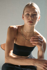Thick Herringbone Chain Necklace Plated Necklace MODU Atelier 