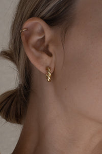 Thin Twist Hoop Earrings Gold Plated Sterling Silver Earrings MODU Atelier 