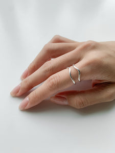 Thin Wave Double Ring Sterling Silver Ring MODU Atelier 