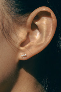Triple Pearl Stud Earring 14K Gold Earrings MODU Atelier 