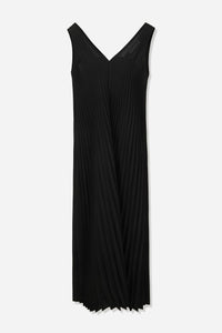 V-Neck Pleated Dress, Black Dresses LVIR 