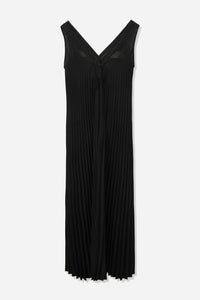 V-Neck Pleated Dress, Black Dresses LVIR 