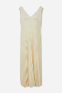 V-Neck Pleated Dress, Ivory Dresses LVIR 