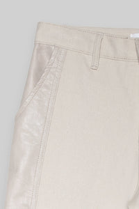 Vegan Leather Contrast Denim Pants Pants MODU Atelier 