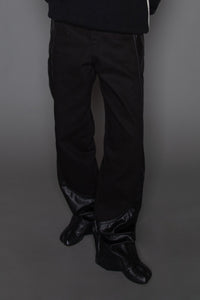 Vegan Leather Contrast Denim Pants Pants MODU Atelier 