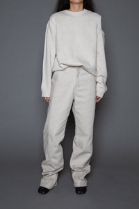 Vegan Leather Contrast Denim Pants Pants MODU Atelier 
