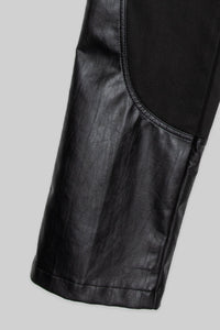 Vegan Leather Contrast Denim Pants Pants MODU Atelier 