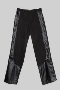 Vegan Leather Contrast Denim Pants Pants MODU Atelier 